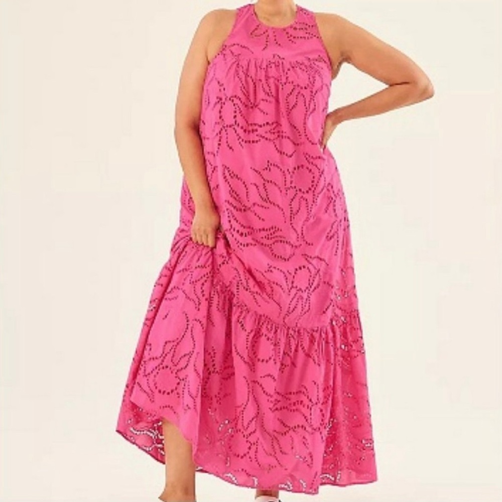 Anthropologie Pink Eyelet Maxi Maeve